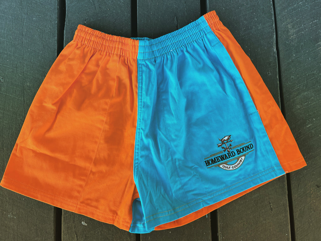 Gulf Country Orange/light Blue Rugby Shorts